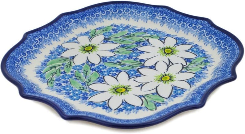 Polmedia Polish Pottery Authentic Polish Pottery 8 Point Plate Signature UNIKAT in Bloodroot Bliss Design Handmade in Bolesawiec Poland by Ceramika Artystyczna  Certificate of Authenticity  - Image 2