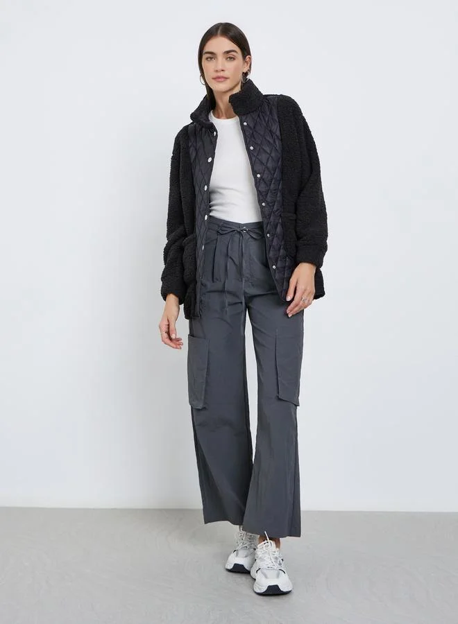 Styli Styli Black Faux Fur Quilted Jacket