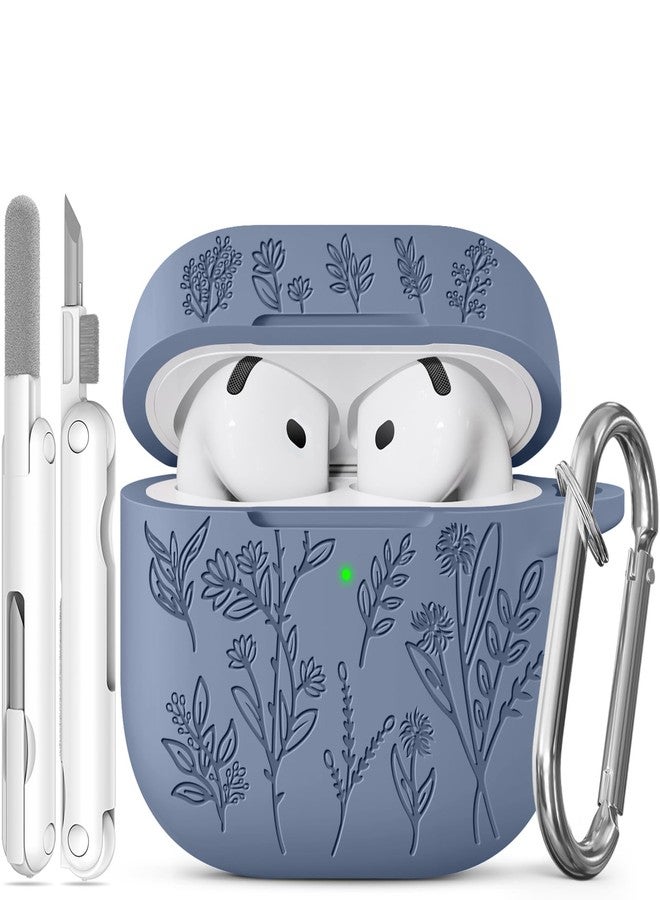 Ekoonpft for Airpods 4 Case, Ekoonpft Flower Engraved Cases for Apple AirPods 4th Generation 2024, Soft Silicone Cover for Women Girly with 3-in-1 Cleaner Kit, Keychain, Military Grade Protection - Image 1