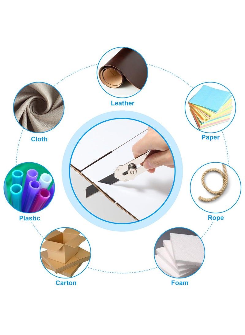 5 Pcs Retractable Utility Knife, Stainless Steel Utility Knife, Heavy Duty Multifunctional Box Cutter with 50 Pcs Replaceable Blades for Office, Home, School - Image 4