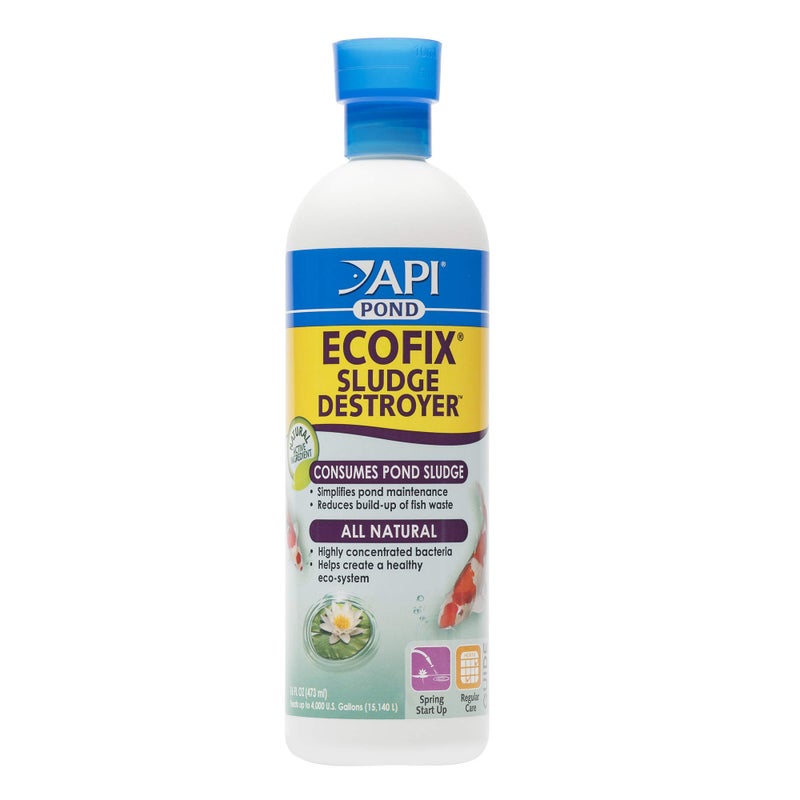 API POND ECOFIX SLUDGE DESTROYER Bacterial cleaner, Pond Water Clarifier and Sludge Remover Treatment 16-Ounce Bottle - Image 1