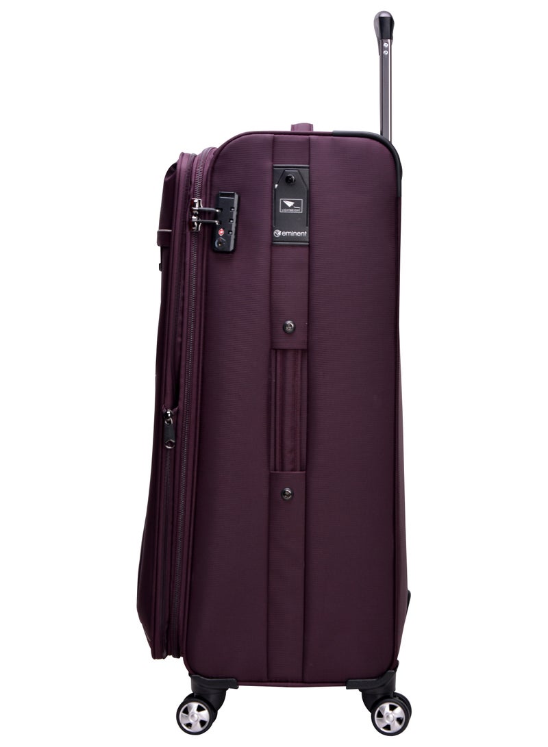 إيمينينت حقيبة سفر صدفة ناعمة قابلة للتوسيع مجموعة أمتعة بعجلات ثلاث قطع للجنسين بوليستر خفيفة الوزن مع قفل  وعجلات دوارة مزدوجة هادئة  بنفسجي - Image 5