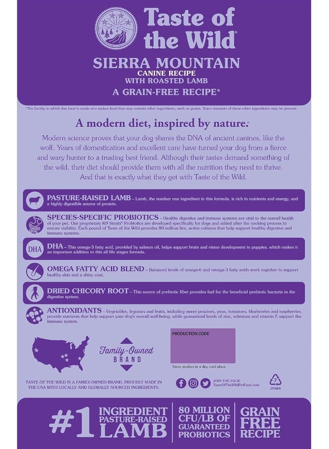 Taste of the Wild 9569 Grain Free High Protein Real Meat Recipe Sierra Mountain Premium Dry Dog Food, 28 Lb - Image 2