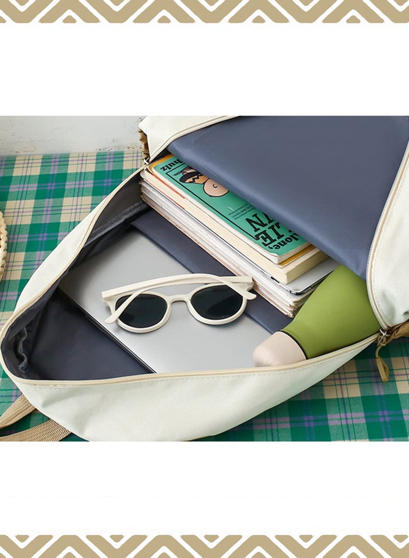 لانشيا حقيبة ظهر مدرسية، مجموعة من 4 حقائب ظهر مدرسية للأطفال باللون الكاكي - تتضمن حقيبة ظهر من القماش، وحقيبة يد، وحقيبة كروس، وحافظة أقلام - حقيبة كتب خفيفة الوزن للطلاب مع قلادة للفتيات المراهقات، مثالية للاستخدام اليومي والسفر والمدرسة - Image 4