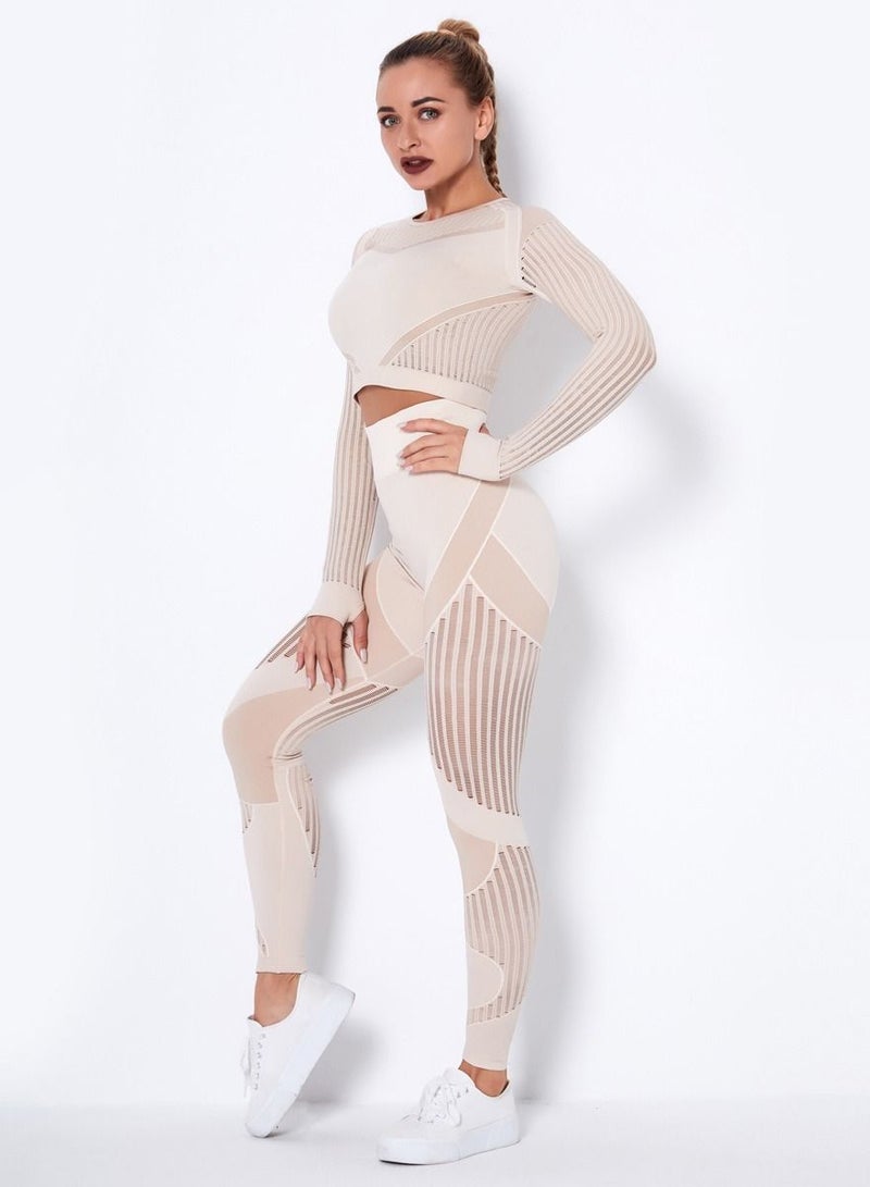 Loquat Sports Fitness 2-Piece Set Beige  - Image 2