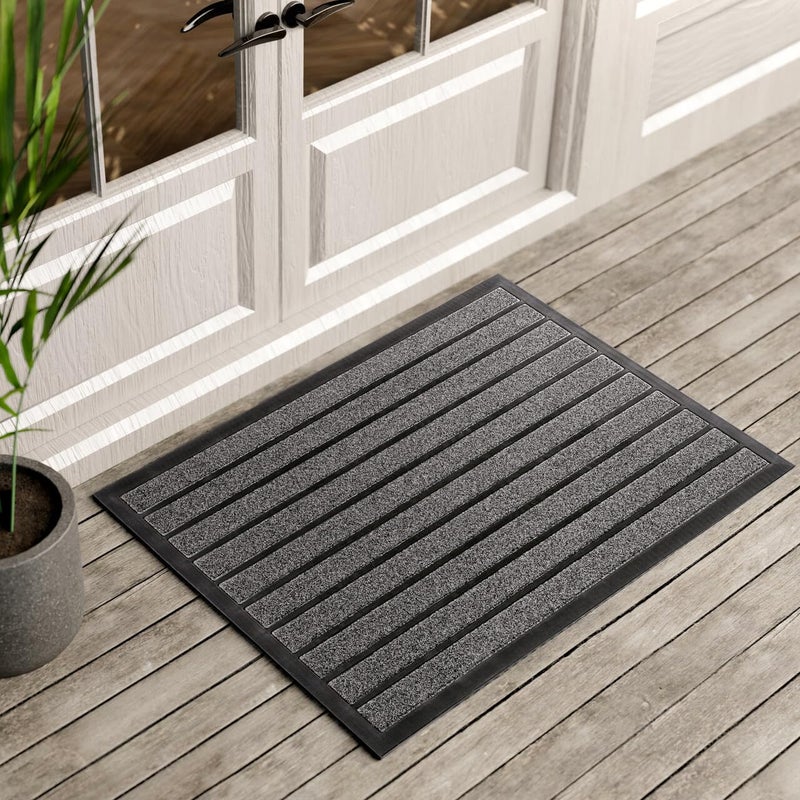 ubdyo Extra Durable Door Mat Dirt Trapping Outdoor Welcome Mats NonSlip Outdoor Indoor Entrance Low Profile Front Doormat 36 x 24 Bright Grey