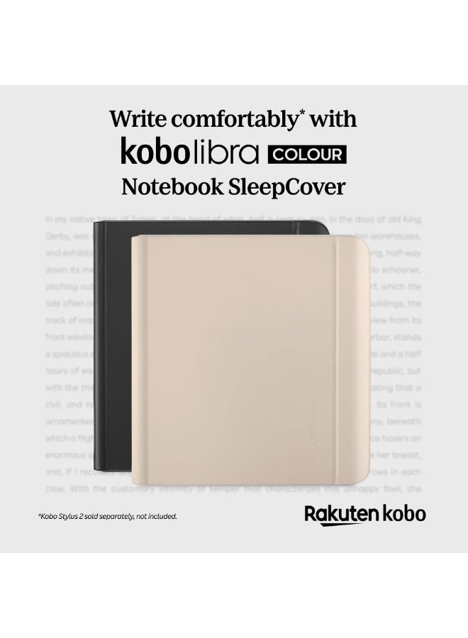 كوبو غلاف Kobo Libra Colour SleepCover | تصميم دفتر أسود | تقنية السكون/الاستيقاظ | حامل مدمج ثنائي الاتجاه | جلد نباتي | متوافق مع قارئ الكتب الإلكترونية Kobo Libra Colour مقاس 7 بوصات - Image 3