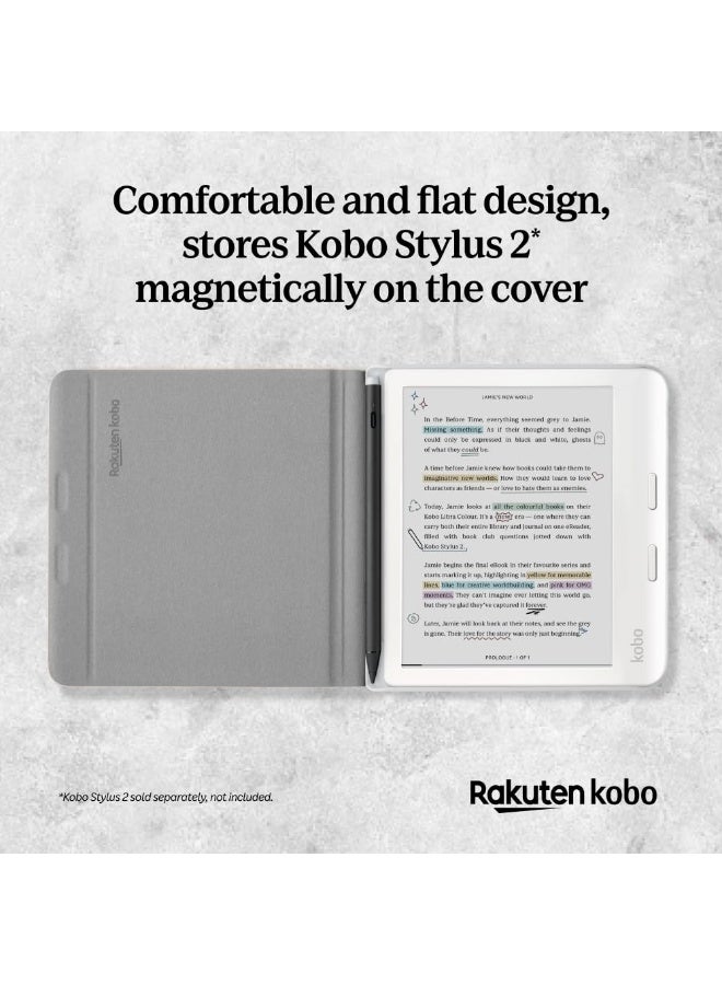 كوبو غلاف Kobo Libra Colour SleepCover | تصميم دفتر أسود | تقنية السكون/الاستيقاظ | حامل مدمج ثنائي الاتجاه | جلد نباتي | متوافق مع قارئ الكتب الإلكترونية Kobo Libra Colour مقاس 7 بوصات - Image 4