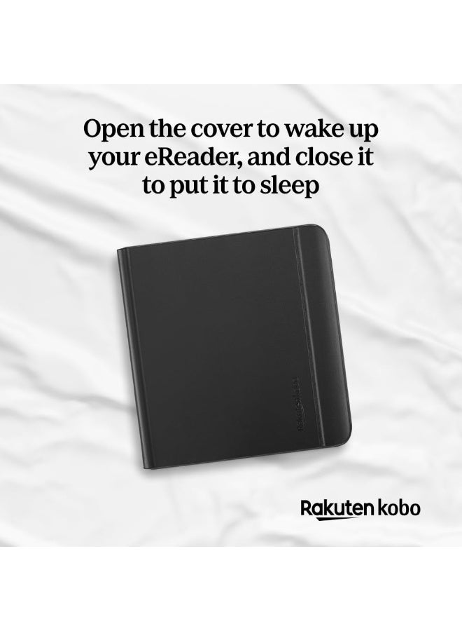 كوبو غلاف Kobo Libra Colour SleepCover | تصميم دفتر أسود | تقنية السكون/الاستيقاظ | حامل مدمج ثنائي الاتجاه | جلد نباتي | متوافق مع قارئ الكتب الإلكترونية Kobo Libra Colour مقاس 7 بوصات - Image 5