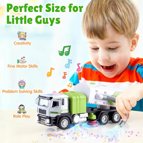 WeeHomm Garbage Truck Toy with Lights and Sounds Play Vacuum Street Sweeper Trash Truck Battery Powered Recycling Car Vehicle Toys for Boys Girls Kids Toddler Gift for Christmas Birthday - Image 5