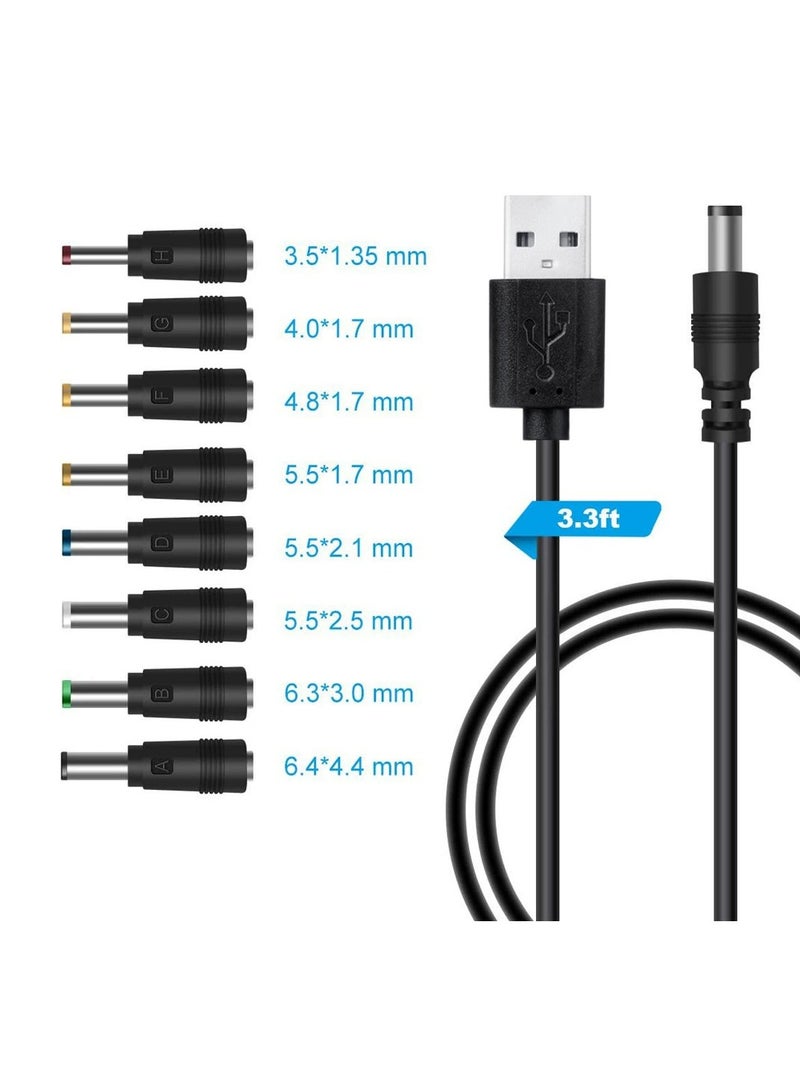 Universal 5V USB to DC 5.5x2.1mm Power Cable Charger Cord with 8 Connector Tips - Compatible with Routers, Mini Fans, LED Lights, CCTV Cameras, Speakers & More (Multi-Device Charging Solution)  - Image 5