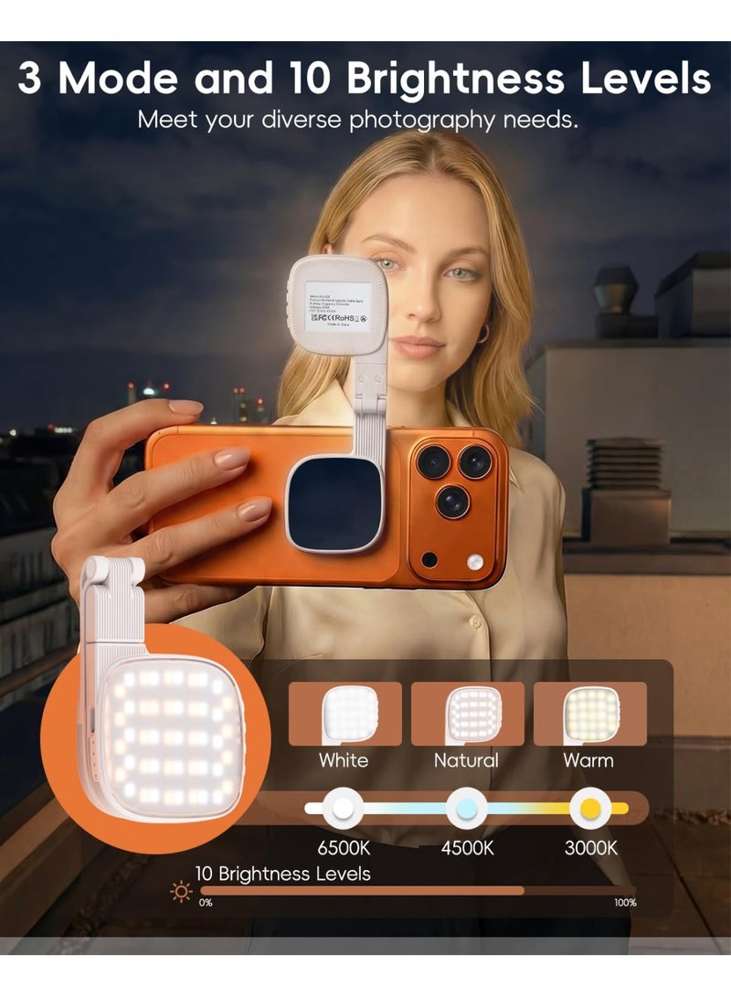 YelaJoy Magnetic Selfie Light for Video Calls, 360° Foldable Ring Light with 3 Colors & Dimmable Brightness, 1000mAh, MagSafe Compatible with iPhone 17-12 & All Phones for Zoom/TikTok/Selfie（White） - Image 2