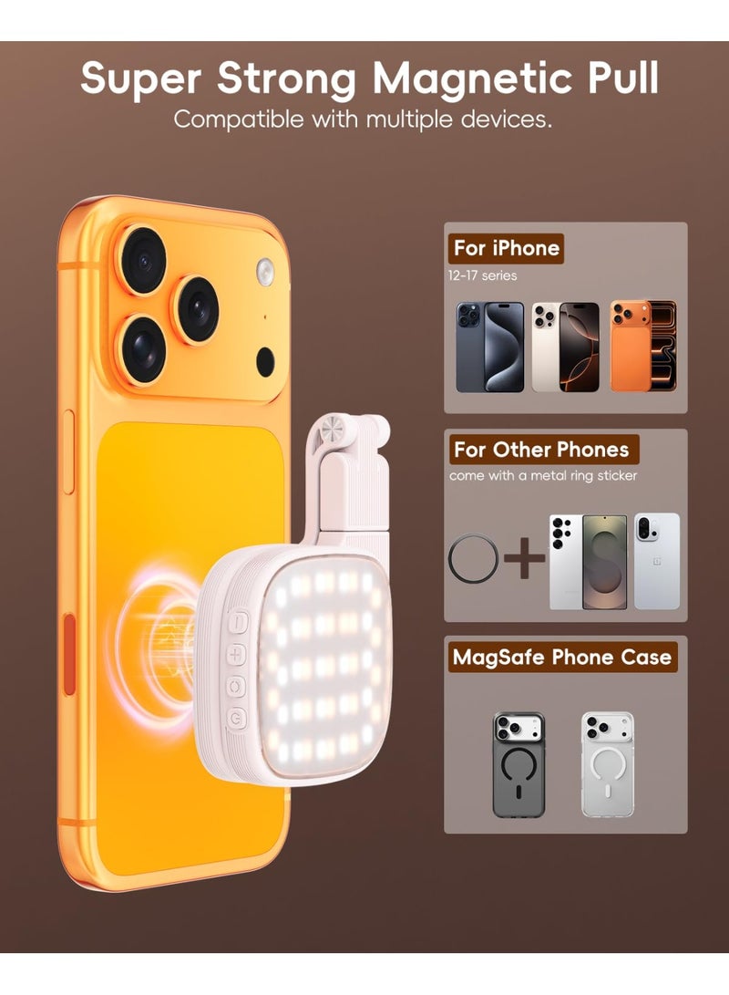 YelaJoy Magnetic Selfie Light for Video Calls, 360° Foldable Ring Light with 3 Colors & Dimmable Brightness, 1000mAh, MagSafe Compatible with iPhone 17-12 & All Phones for Zoom/TikTok/Selfie（White） - Image 4