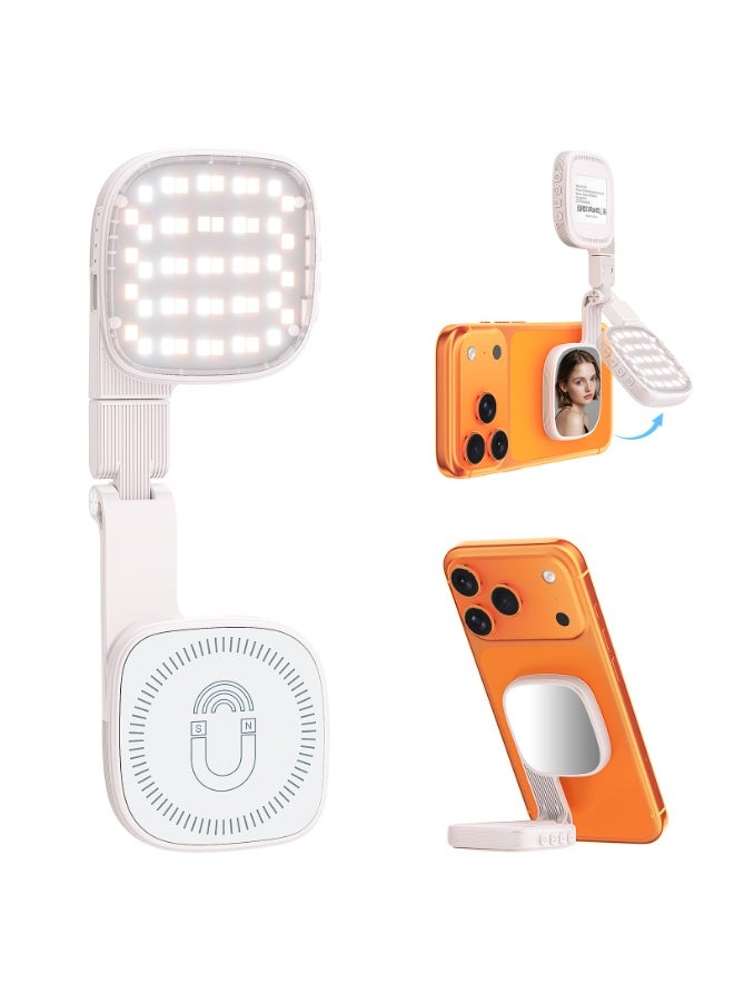 YelaJoy Magnetic Selfie Light for Video Calls, 360° Foldable Ring Light with 3 Colors & Dimmable Brightness, 1000mAh, MagSafe Compatible with iPhone 17-12 & All Phones for Zoom/TikTok/Selfie（White） - Image 1