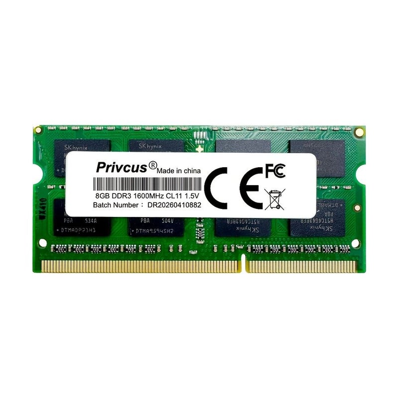وحدة ذاكرة وصول عشوائي من نوع DDR3 سعة 8 جيجابايت وسرعة 1600 ميجاهرتز وجهد 1.5 فولت من نوع SO-DIMM باللون الأخضر، مخصصة لأجهزة الكمبيوتر المحمولة واللابتوب. - Image 4