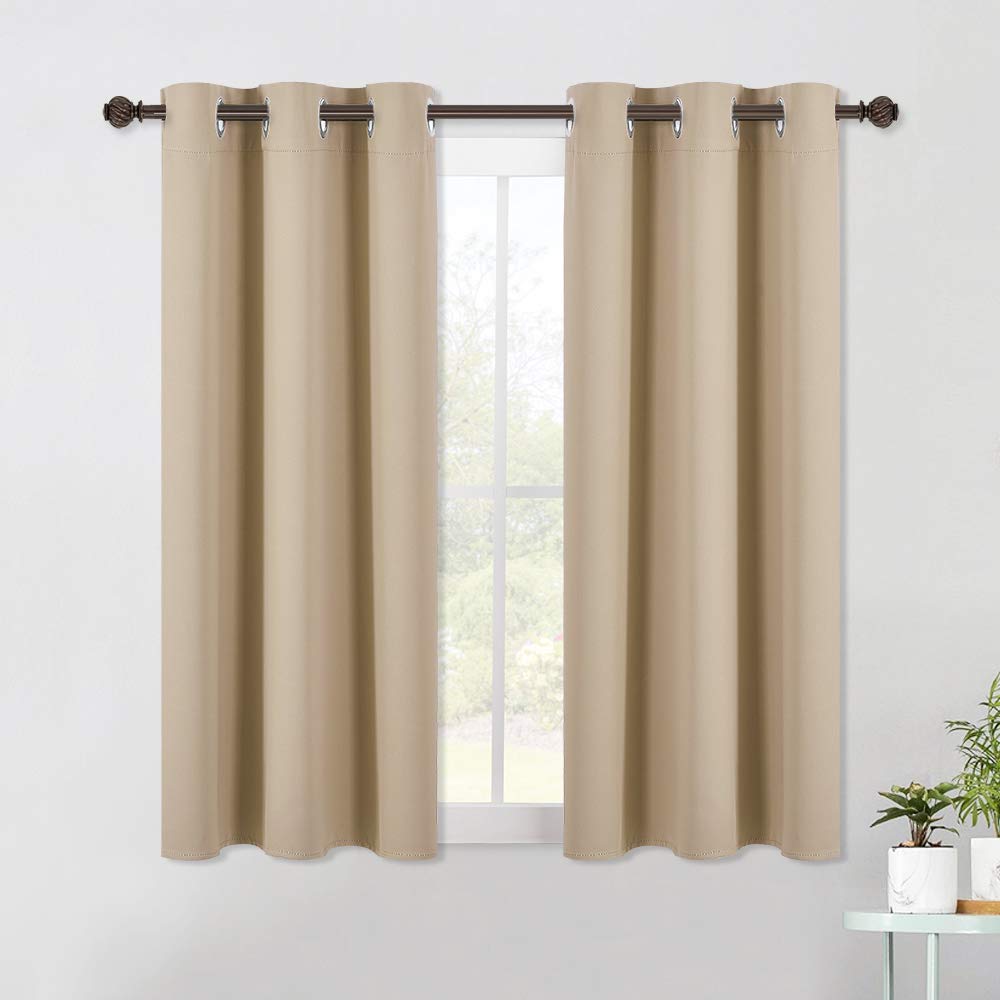 NICETOWN Room Darkening Draperies Window Curtain Panels Thermal Insulated Grommet Room Darkening Curtains for Bedroom Biscotti Beige 2 Panels W42 x L54