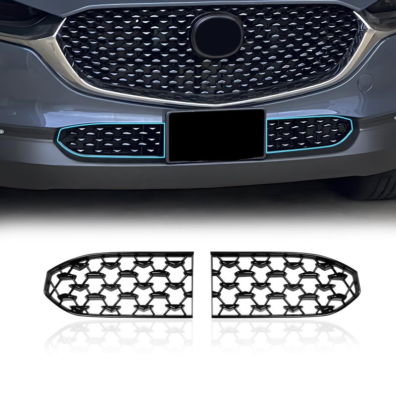 LUWU Front Grill Mesh Compatible With 20202025 2026 Mazda CX30 Front Mesh Grill Inserts Trims Front Mesh Grille Cover Guard for 2025 2026 Mazda CX30 Car Exterior Accessories ABS Material 2PCS