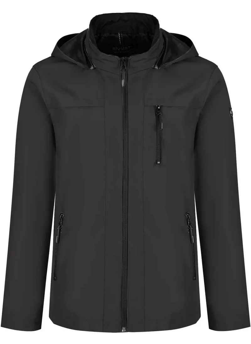 سيفيست Men's Black 100% Waterproof Summer Jacket with Removable Hood and Inner Pocket
