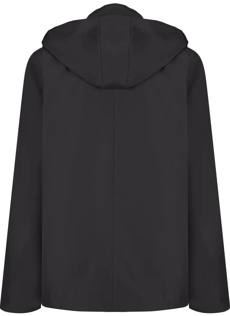 Sivaist Men's Black 100% Waterproof Summer Jacket with Removable Hood and Inner Pocket  - Image 3