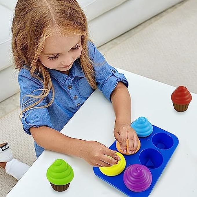 ألعاب تصنيف على شكل كعكة، مجموعة من 6 - ألعاب تعليمية ممتعة للأطفال من عمر 3 سنوات فما فوق - مجموعة تصنيف وطعام لعب تعليمي للمساعدة في تطوير المهارات الحركية الدقيقة للأولاد والبنات - ألغاز تنموية - Image 5