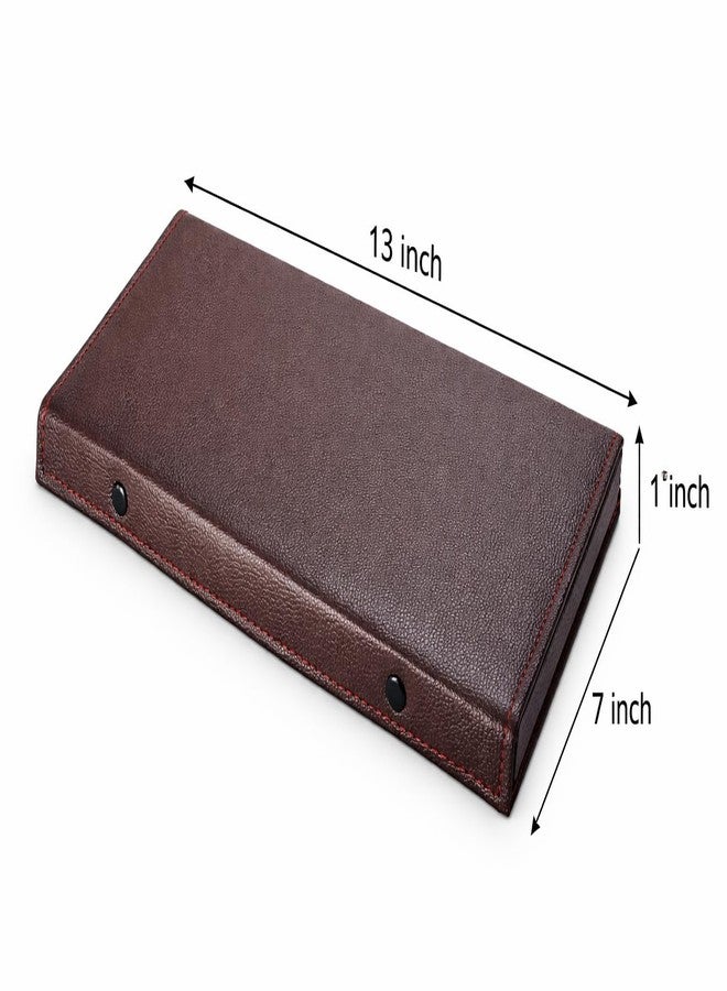 Nooks Leather Luxury Pen Case Organizer Box,14 Pen Holder Storage Box, Snap Closure (Make in India) (Brown) - Image 3
