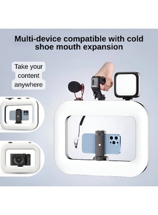 YM200 Ring Light Smartphone Video Rig, Built-in Power Bank, Phone Holder, LED Selfie Light for Makeup, Vlogging, TikTok, YouTube, Filmmaking & Live Streaming - view 3