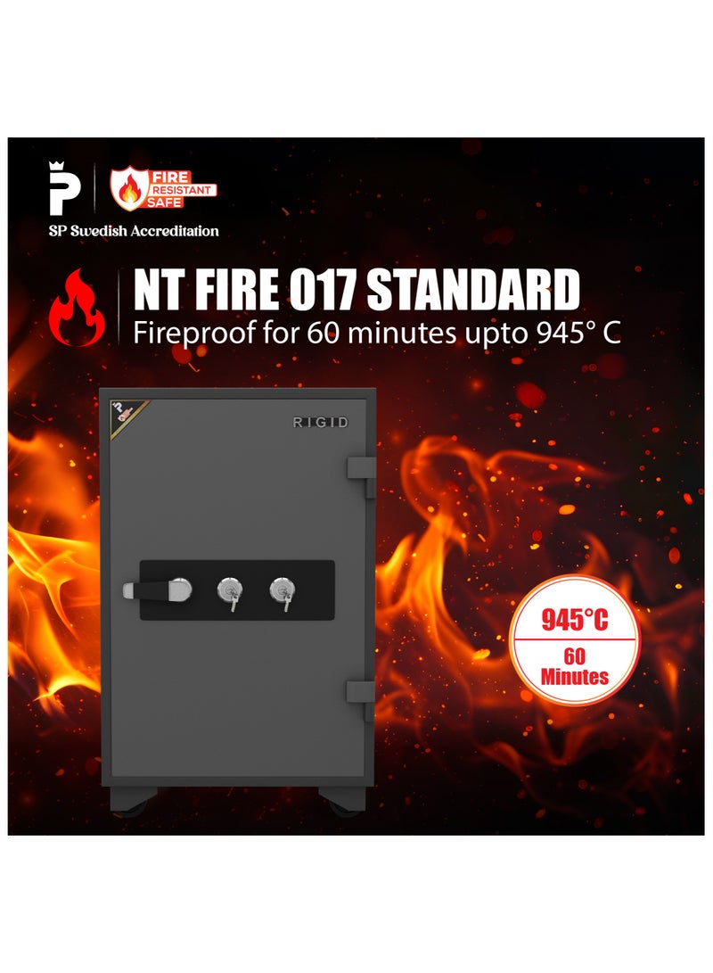 RIGID Fire Resistant Steel Safe with Dual Key Lock, 150Kg  - Image 2