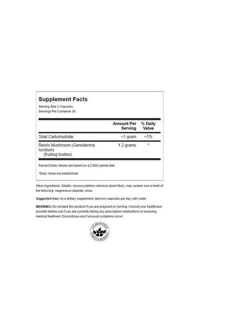 SWANSON Reishi Mushroom 60 Capsules - Image 2