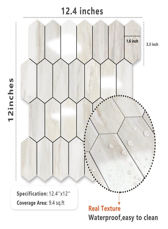 Vamos Tile Long Hexagon Peel and Stick Backsplash Tile - 10 Sheets Stick on Backsplash for Kitchen and Bathroom 12.4 x 12 Inch Glossy Wood Grain PVC Self Adhesive Mosaic Wall Tiles - Image 5