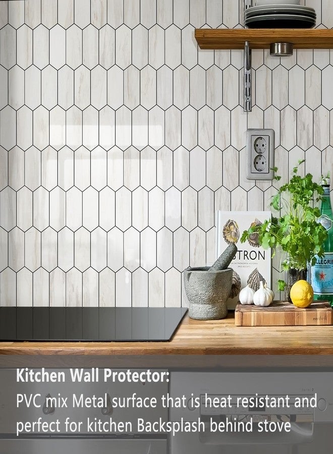 Vamos Tile Long Hexagon Peel and Stick Backsplash Tile - 10 Sheets Stick on Backsplash for Kitchen and Bathroom 12.4 x 12 Inch Glossy Wood Grain PVC Self Adhesive Mosaic Wall Tiles - Image 2