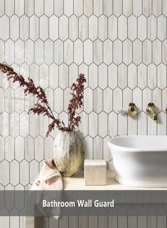 Vamos Tile Long Hexagon Peel and Stick Backsplash Tile - 10 Sheets Stick on Backsplash for Kitchen and Bathroom 12.4 x 12 Inch Glossy Wood Grain PVC Self Adhesive Mosaic Wall Tiles - Image 4