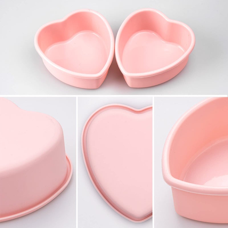 Dootafy Mini Heart Cake Pan  4 Inch Silicone Mold 2 Pack Nonstick Shaped For Valentine'S Day Anniversary Birthday Cake Snack Tart Muffin Cupcake Cheesecake Baking - Image 3