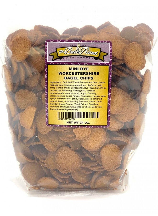 The Bulk-Priced Food Shoppe Mini Rye Worcestershire Bagel Chips, Bulk Size, (1.5 lb. Resealable Zip Lock Stand Up Bag)  - Image 1