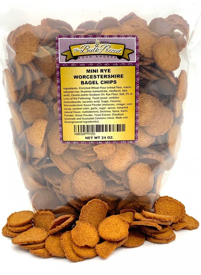 The Bulk-Priced Food Shoppe Mini Rye Worcestershire Bagel Chips, Bulk Size, (1.5 lb. Resealable Zip Lock Stand Up Bag)  - Image 2