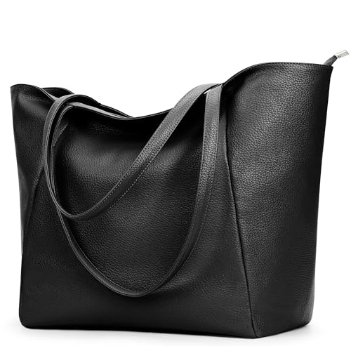 KALIDI Large Tote Bag Vegan Leather Casual Zipper Work Bag Weekender Hobo for Women 24L Oversize Shoulder Travel Purse