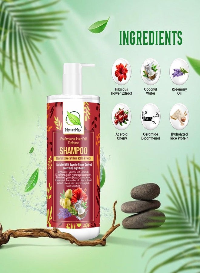 NATUREMAX شامبو ناتشورماكس المضاد لتساقط الشعر | تحكم في تساقط الشعر ونموه ١٠ أضعاف مع أفضل ١٠ مكونات طبيعية فعّالة | شامبو خالٍ من الكبريتات والبارابين | مع الكيراتين والبيوتين والسيراميد وإكليل الجبل للتحكم في تساقط الشعر ونموه | زهرة الكركديه، حمض الهيالورونيك، د-بانثينول، بروتين الأرز المتحلل، ماء جوز الهند، لترطيب الشعر وإصلاحه ومنحه نعومة حريرية | مُختَبَر من قِبَل أطباء الجلدية | للنساء والرجال | لجميع أنواع الشعر | ٣٠٠ مل - Image 4