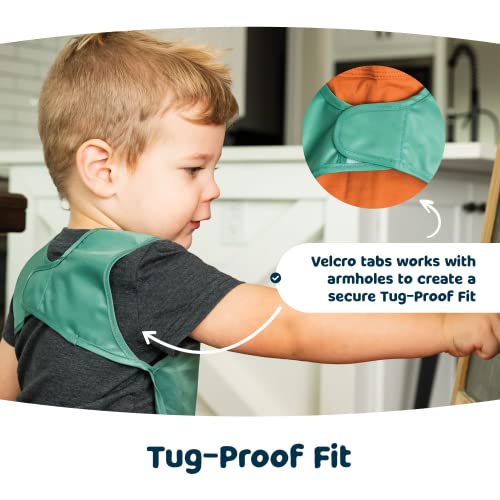 Tiny Twinkle Short Sleeve Apron Bibs for Babies & Toddlers – 2 Pack Waterproof, Mess-Proof Baby Bibs for Eating & Feeding, Machine Washable,Perfect Holiday Gift(Sage Charcoal, 6–24M) - Image 4