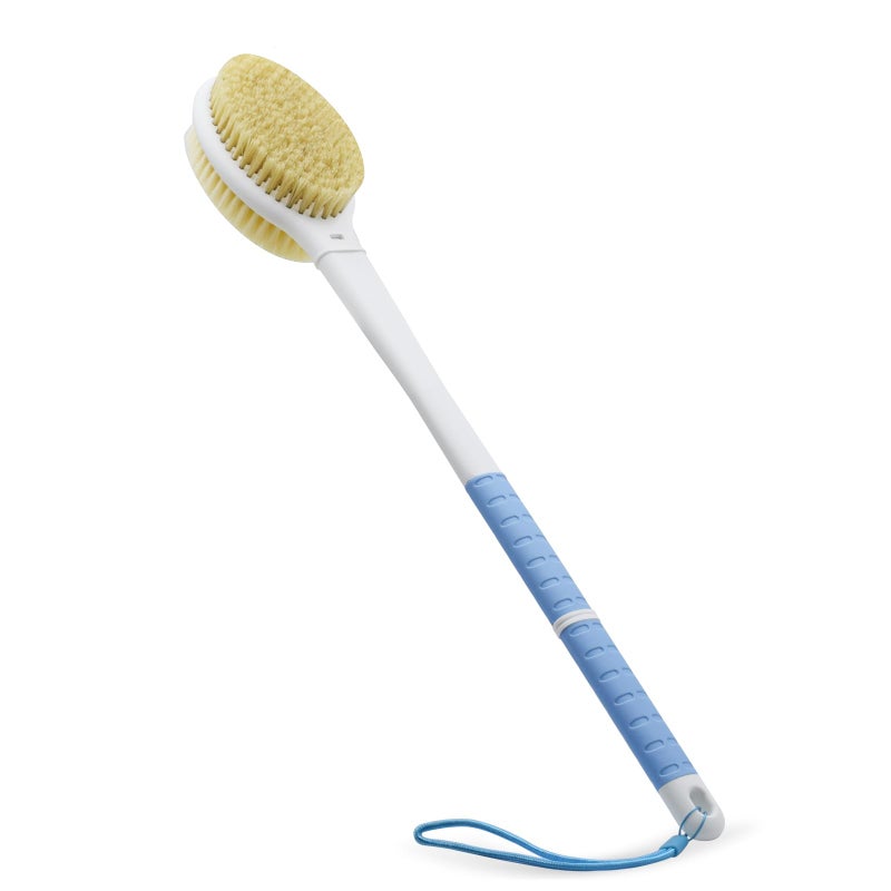 HONOMA Shower Brush with Soft and Stiff Bristles,18.5" Long Handle Dual-Sided Back Scrubber Bath Brush Body Exfoliator for Wet or Dry Brushing (Long Handle) - Image 1