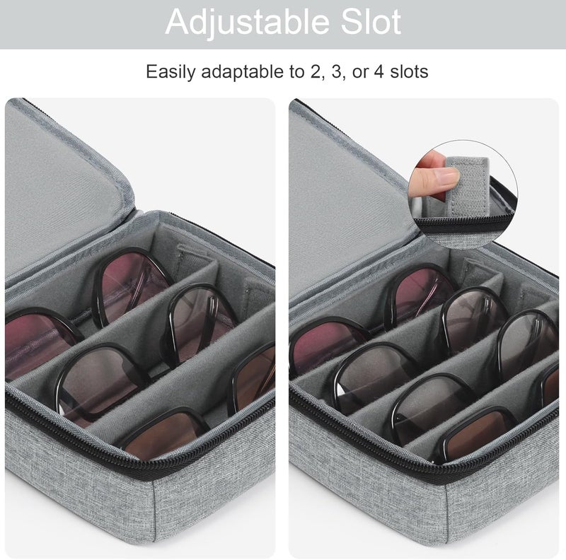 Bukere Travel Sunglasses Organizer Case, Adjustable Slot For Multiple Pairs, Portable Eyeglasses Storage Box for Men Women - Image 2