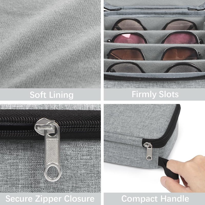 Bukere Travel Sunglasses Organizer Case, Adjustable Slot For Multiple Pairs, Portable Eyeglasses Storage Box for Men Women - Image 3