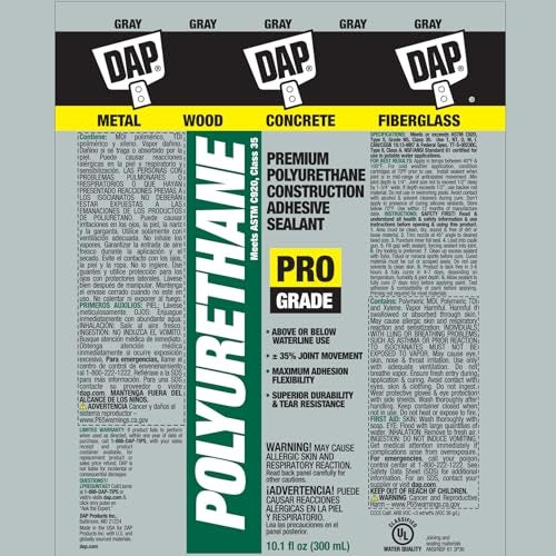 DAP Polyurethane Construction Adhesive and Sealant, Gray, 10.1 Oz (7079818814) - Image 2