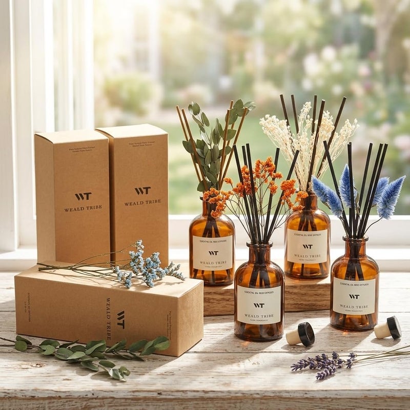 WEALD TRIBE Eucalyptus & Lavender Reed Diffuser Set - 4.0 fl oz Essential Oil Home Fragrance - Image 4