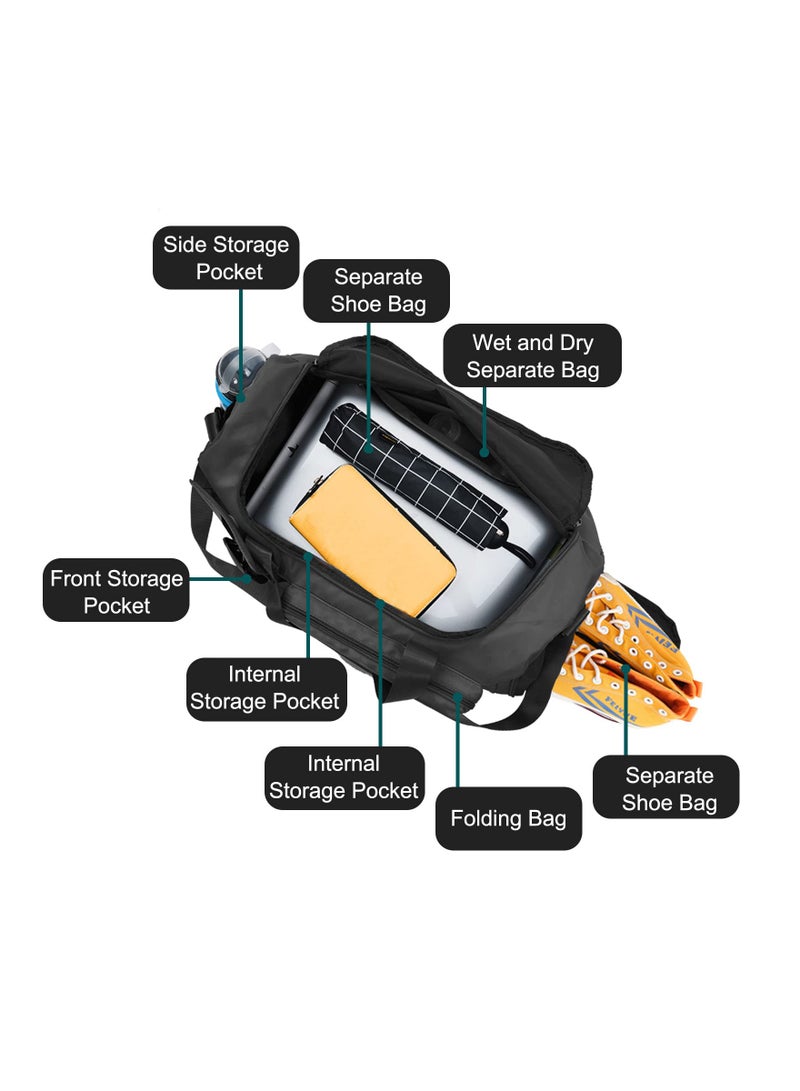 Travel Duffel Bag Large Capacity Gym Overnight Weekend Bags for Women Foldable Hospital Bag with Wet and Dry Separation Portable Holdall Cabin Bag for Sports and Travel  - Image 5
