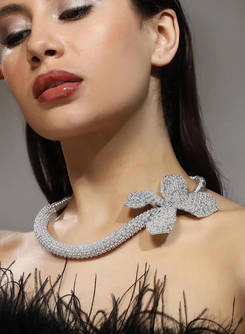 SOHI SOHI Women's The Bling-Petalia Statement Necklace For Evening Wear | Crystal  Colour | Alloy Material | Lobster Clasp Closure | Artificial Stone Necklace | Statement Necklace For Women & Girls