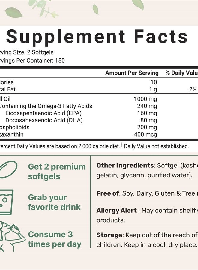 Micro Ingredients Micro Ingredients Krill Oil Antarctic, 1000mg Per Serving 300 Soft-Gels - Image 4