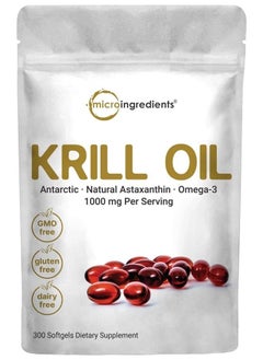 Micro Ingredients Micro Ingredients Krill Oil Antarctic, 1000mg Per Serving 300 Soft-Gels  - Image 1