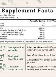 Micro Ingredients Micro Ingredients Krill Oil Antarctic, 1000mg Per Serving 300 Soft-Gels  - Image 2
