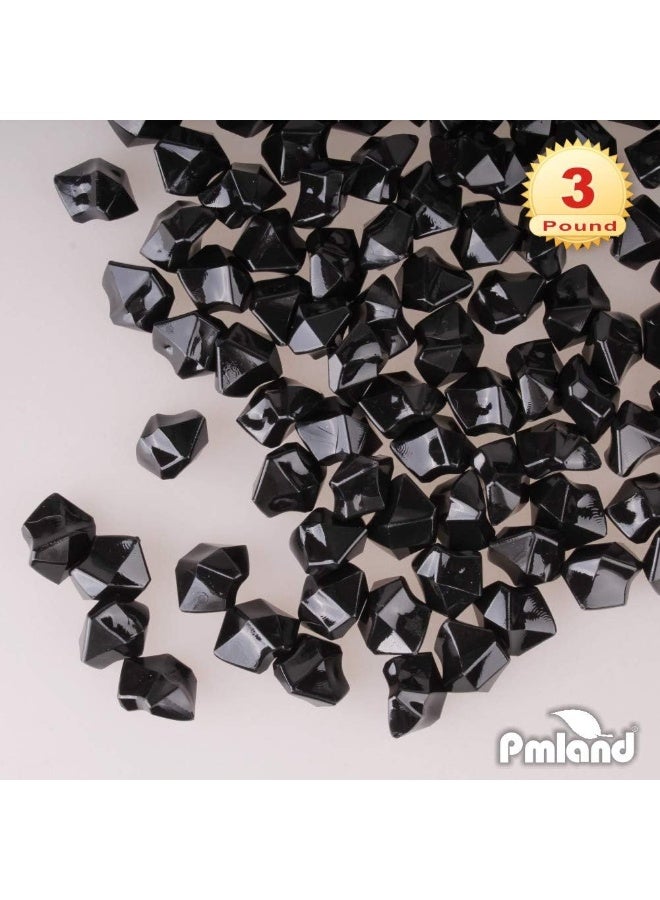 PMLAND بلورات أكريليك PMLAND - 550 قطعة 3 أرطال كيس بالجملة لتعبئة المزهرية وتوزيع الطاولة وحفلات الزفاف والفنون والحرف والديكور - أسود - Image 2