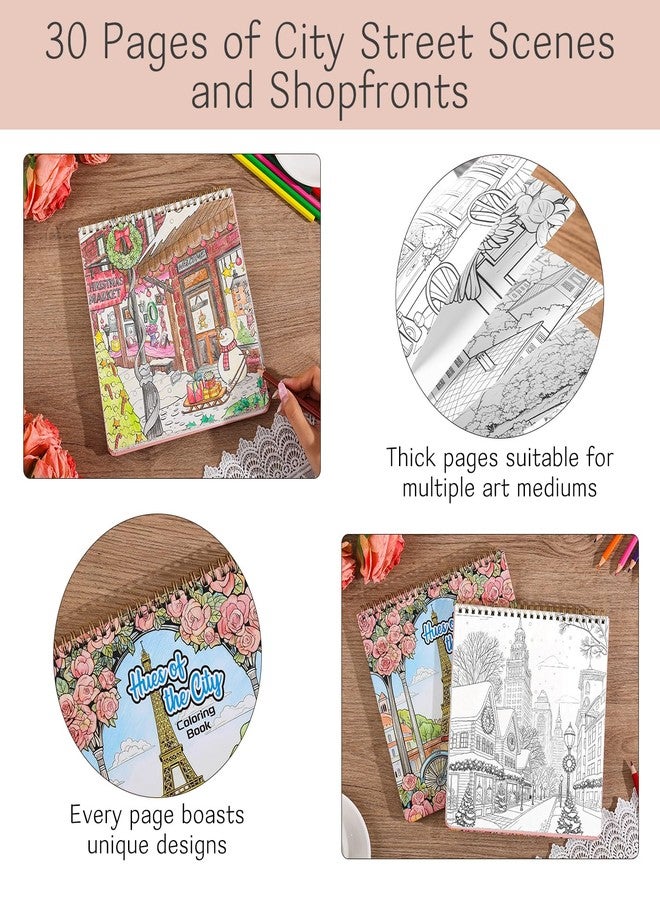 emmoolife Coloring Book for Adult, 30 Pages Hues of The City, Color Urban Street Scenes, Architecture Building Stores, Fun Coloring Activities for Women Teen, Painting Pages for Relax Stress Relief - Image 5