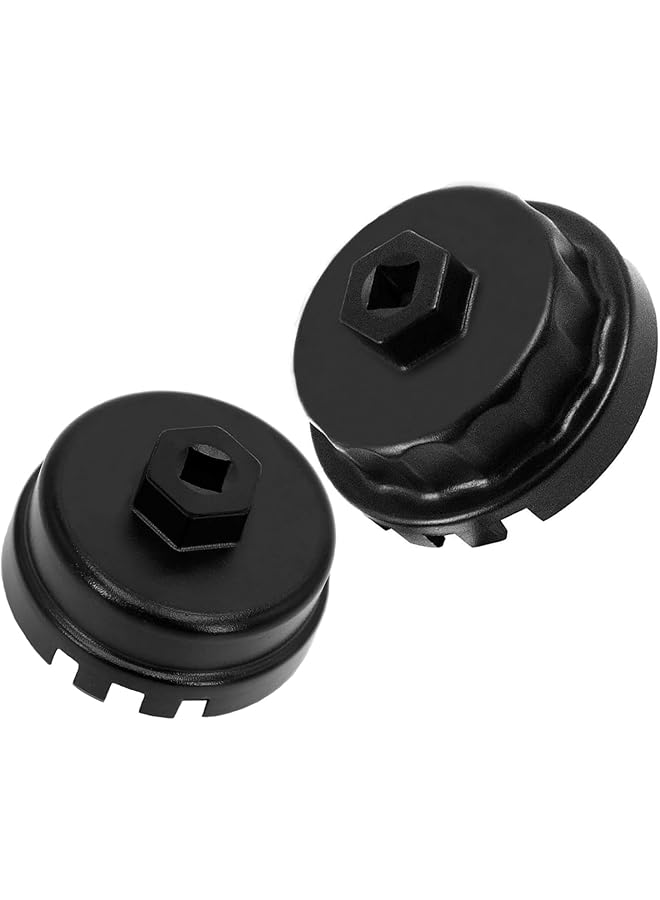 NALACAL أداة إزالة غطاء فلتر الزيت من الألومنيوم، مجموعة مفاتيح فلتر الزيت، 64.5 مم، 14 فتحة، متوافقة مع جميع سيارات تويوتا ولكزس وسكيون وراف فور وكامري وتندرا وهايلاندر ولكزس ES300H والمزيد، عبوة من قطعتين (4 فتحات و6 فتحات) - Image 1